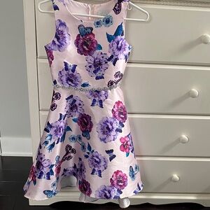 Emily Rose Floral Dress - Pink and Purple Flowers and Butterflies Girl Size 12